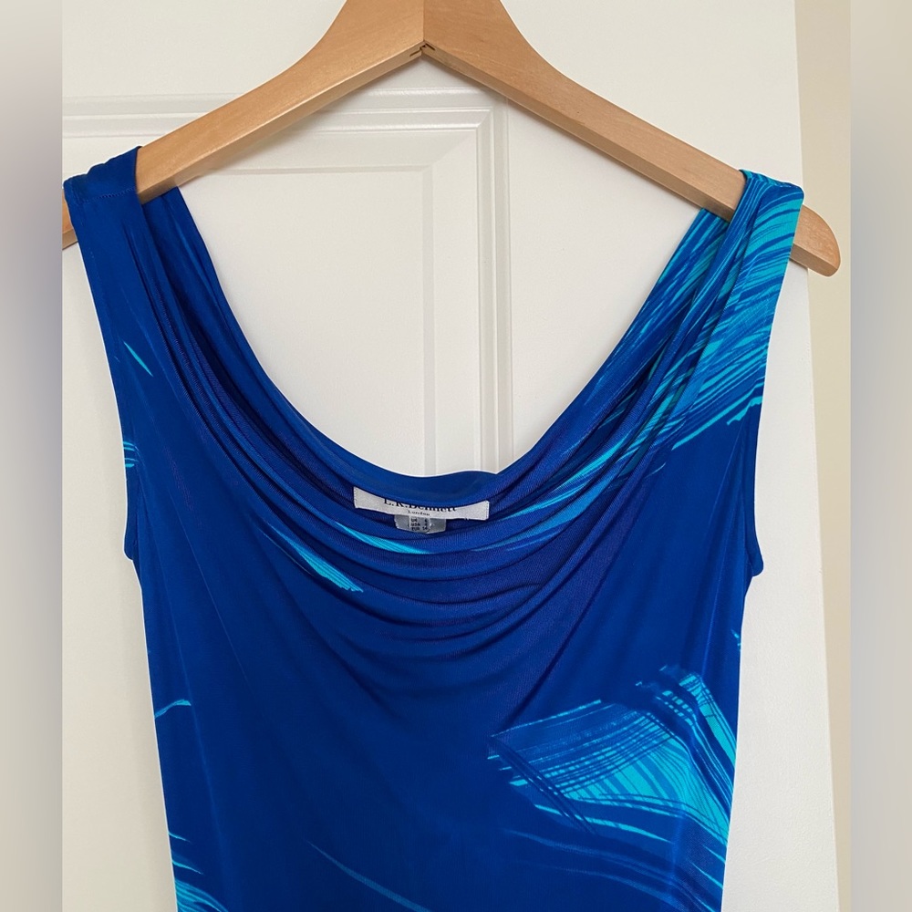 Blue and Green Satin L.K. Bennett Floor Length Column Dress in Size 2 - Picture 5 of 5